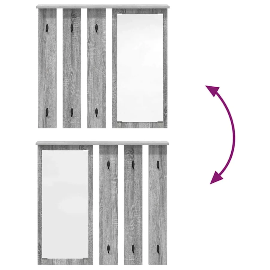 Porte-manteau mural avec étagère Sonoma gris 84 x 10 x 80 cm - 10