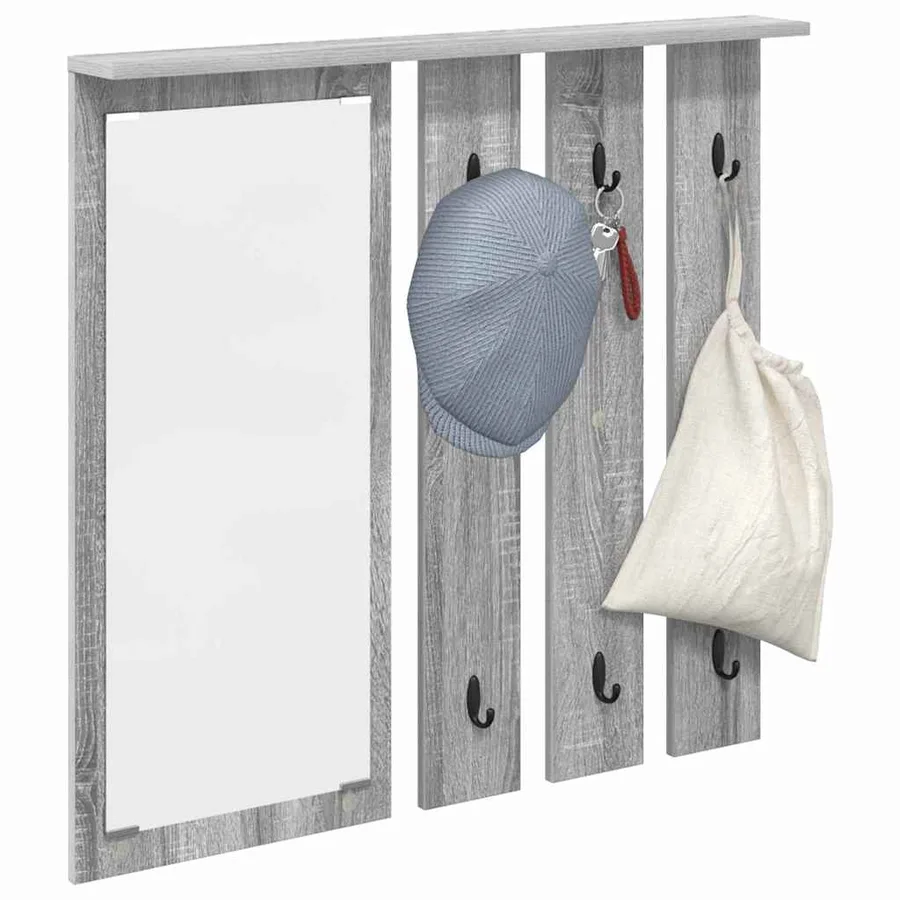 Porte-manteau mural avec étagère Sonoma gris 84 x 10 x 80 cm - 3