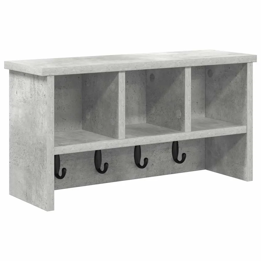 Porte-manteau mural avec étagère Gris béton 50 x 16 x 26 cm - 2