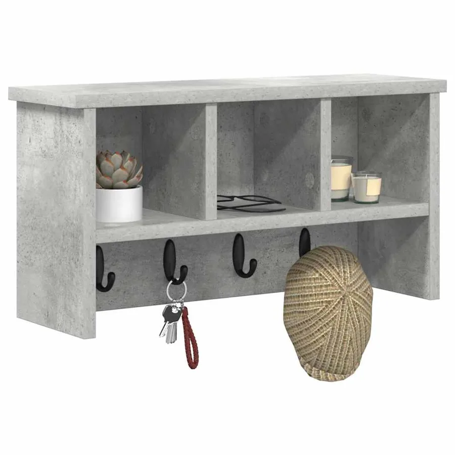 Porte-manteau mural avec étagère Gris béton 50 x 16 x 26 cm - 3