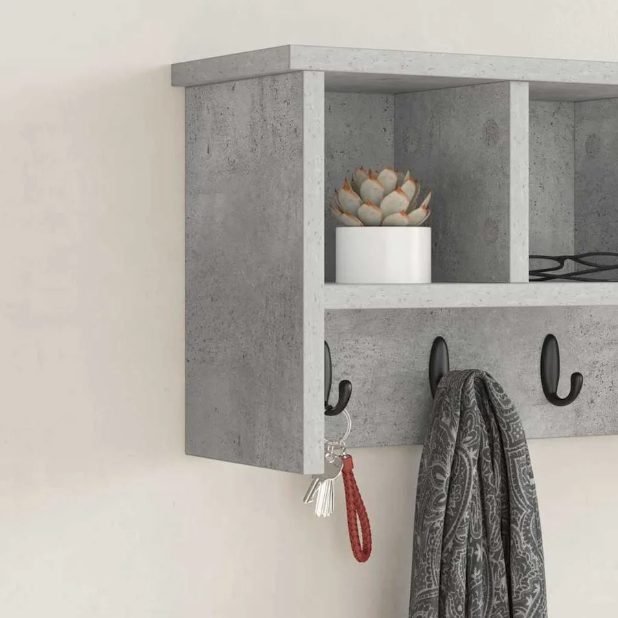 Porte-manteau mural avec étagère Gris béton 50 x 16 x 26 cm - 4