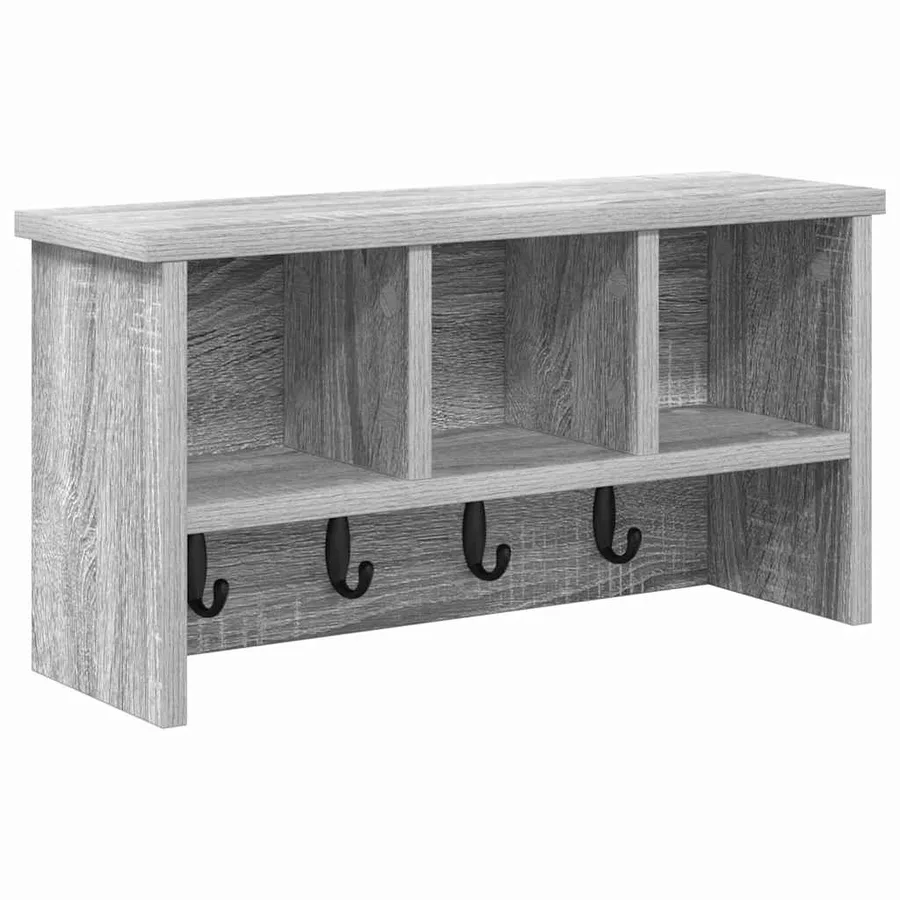 Porte-manteau mural avec étagère Gris Sonoma 50 x 16 x 26 cm - 2