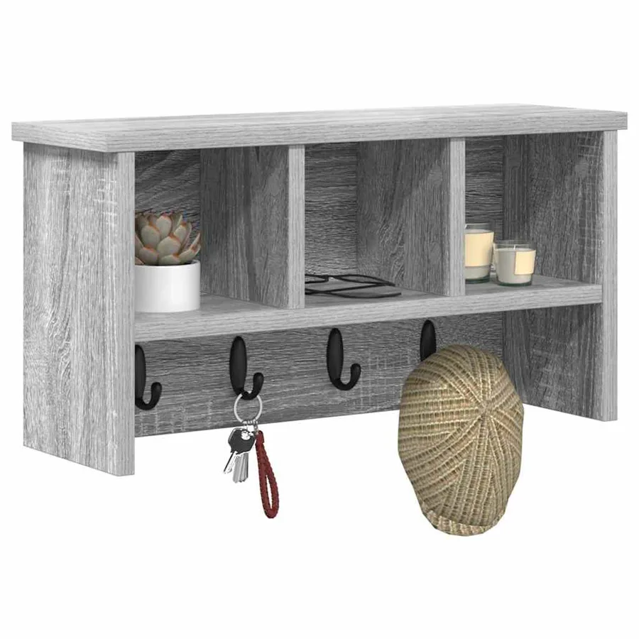 Porte-manteau mural avec étagère Gris Sonoma 50 x 16 x 26 cm - 3