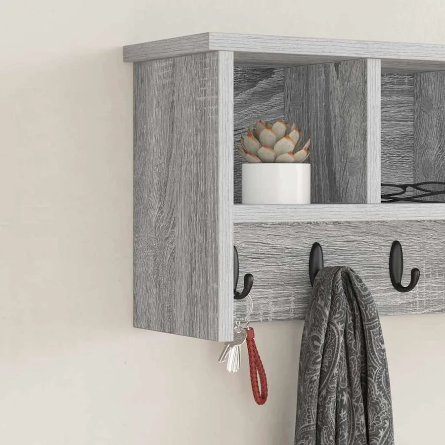 Porte-manteau mural avec étagère Gris Sonoma 50 x 16 x 26 cm - 4