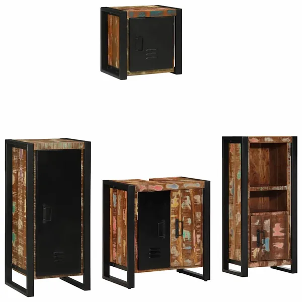 Ensemble de mobilier de salle de bain 4 pcs Bois Recyclé Solide