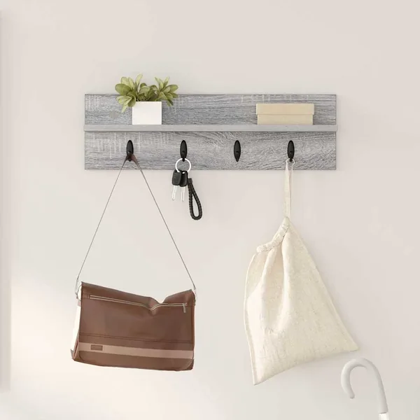 Porte-manteau mural Montage mural Gris Sonoma 60 x 10,5 x 18 cm