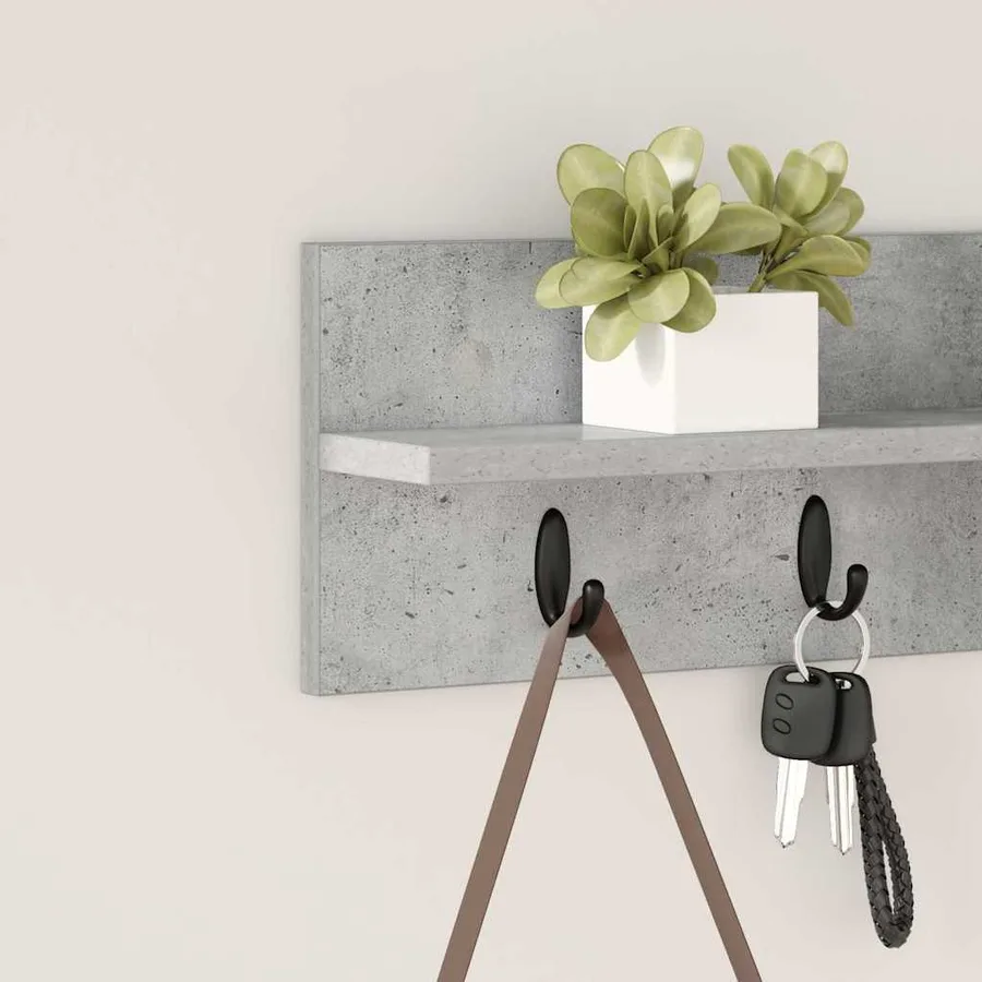 Porte-manteau mural Montage mural Gris béton 60 x 10,5 x 18 cm - 4