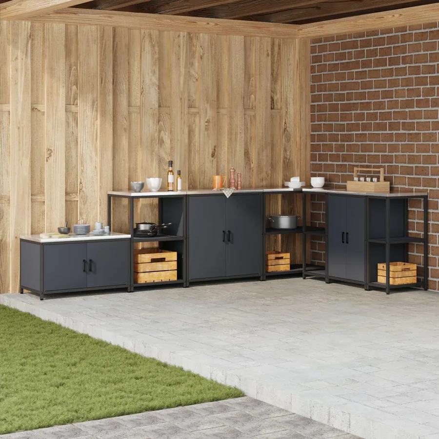 Rangement de cuisine HATTEM Anthracite 90 x 50 x 53 cm Acier