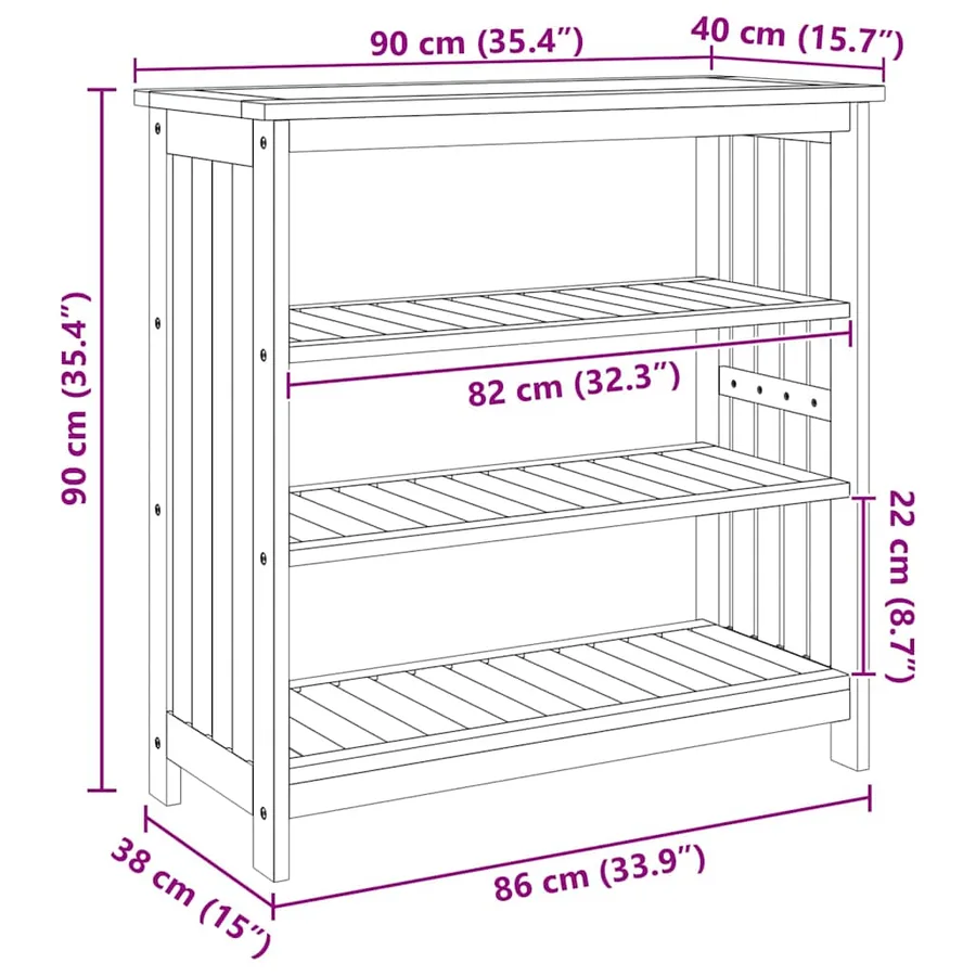 Armoire de jardin Naturel 90 x 40 x 90cm Bois d'Acacia Massif - 10