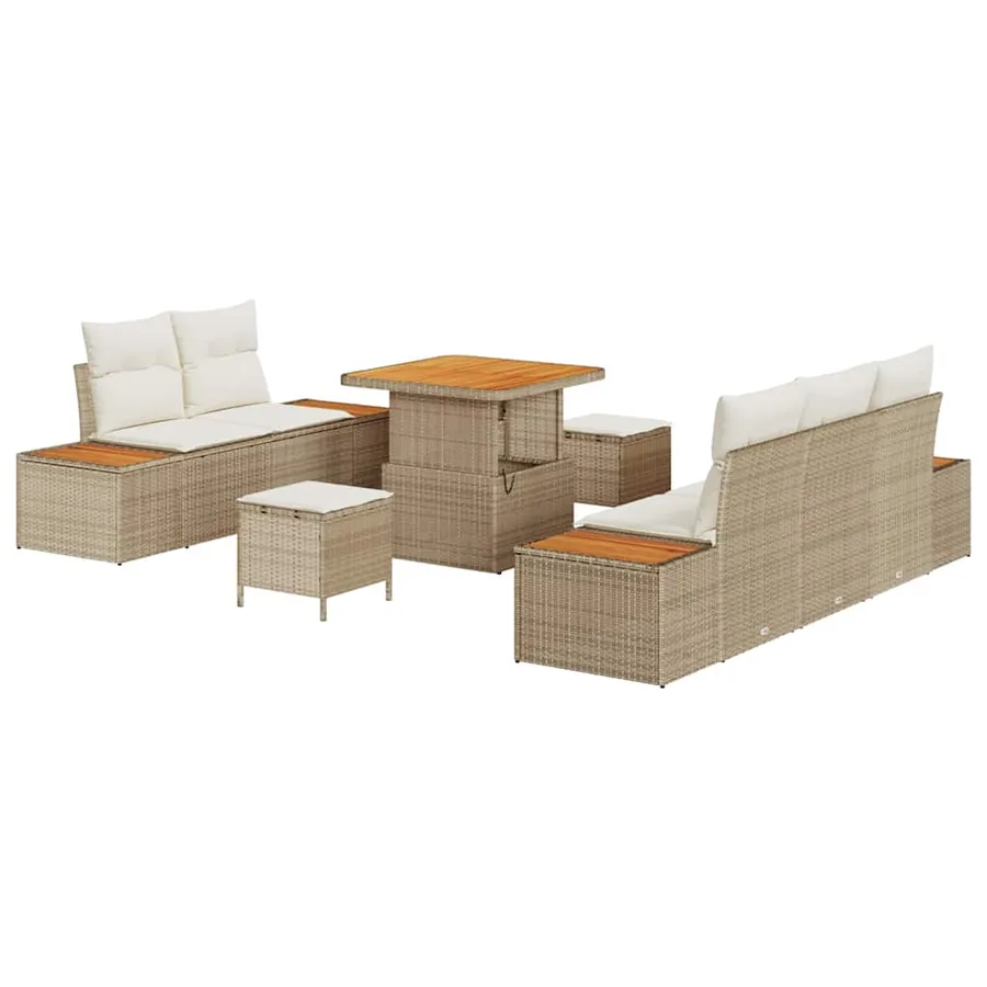 Ensemble de canapé de jardin avec coussin 8 pcs Beige et crème - 2