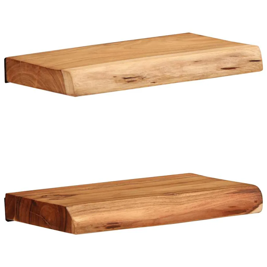 Étagères murales 2 pcs 30x20x3,5 cm bois massif d'acacia