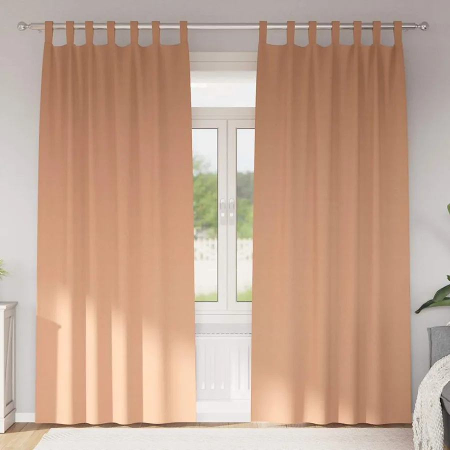 Rideaux occultants avec anneaux 2 pcs Marron Clair 260 x 140 cm