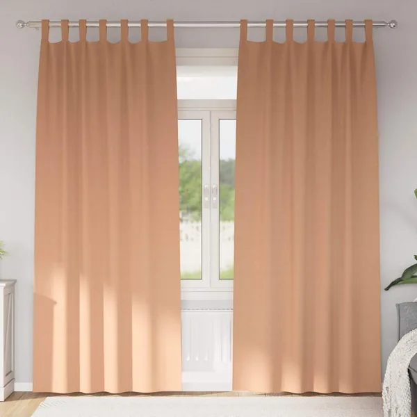 Rideaux occultants avec anneaux 2 pcs Marron Clair 260 x 140 cm