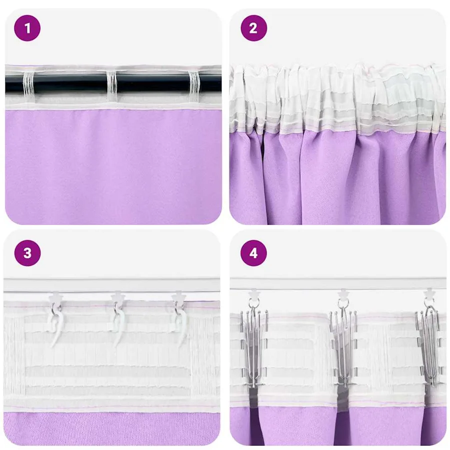 Rideaux occultants avec anneaux 2 pcs Violet 140 x 140 cm - 7