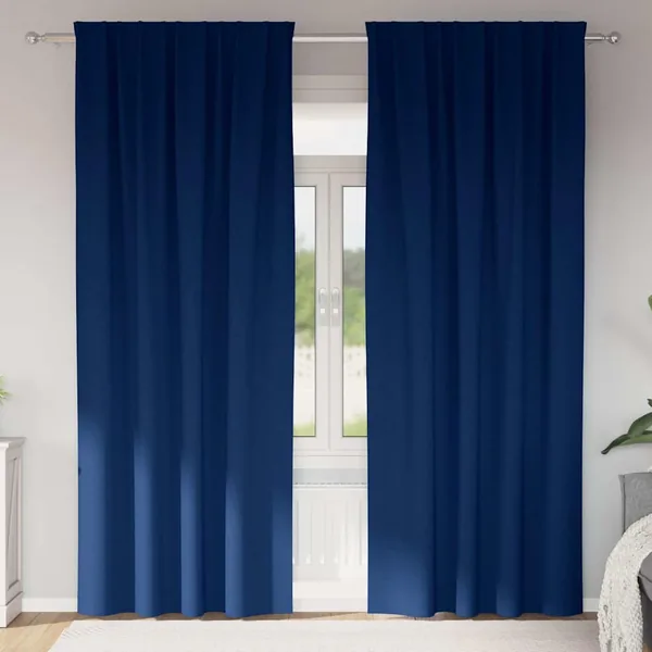 Rideaux occultants avec anneaux 2 pcs Bleu foncé 245 x 140 cm