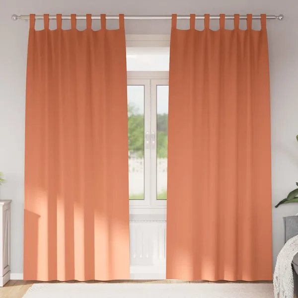 Rideaux occultants avec anneaux 2 pcs Couleur terre cuite