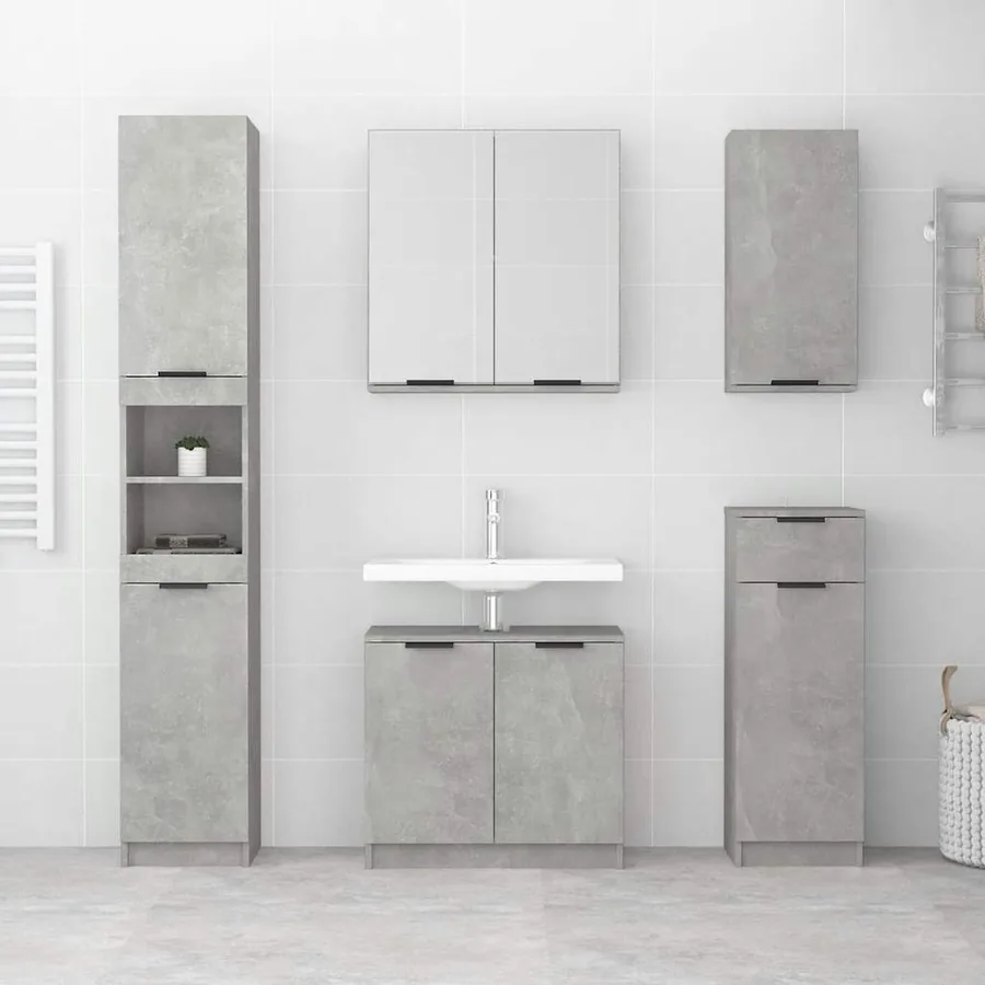 Armoire de bain Gris béton 64,5x33,5x59 cm Bois d'ingénierie - 3