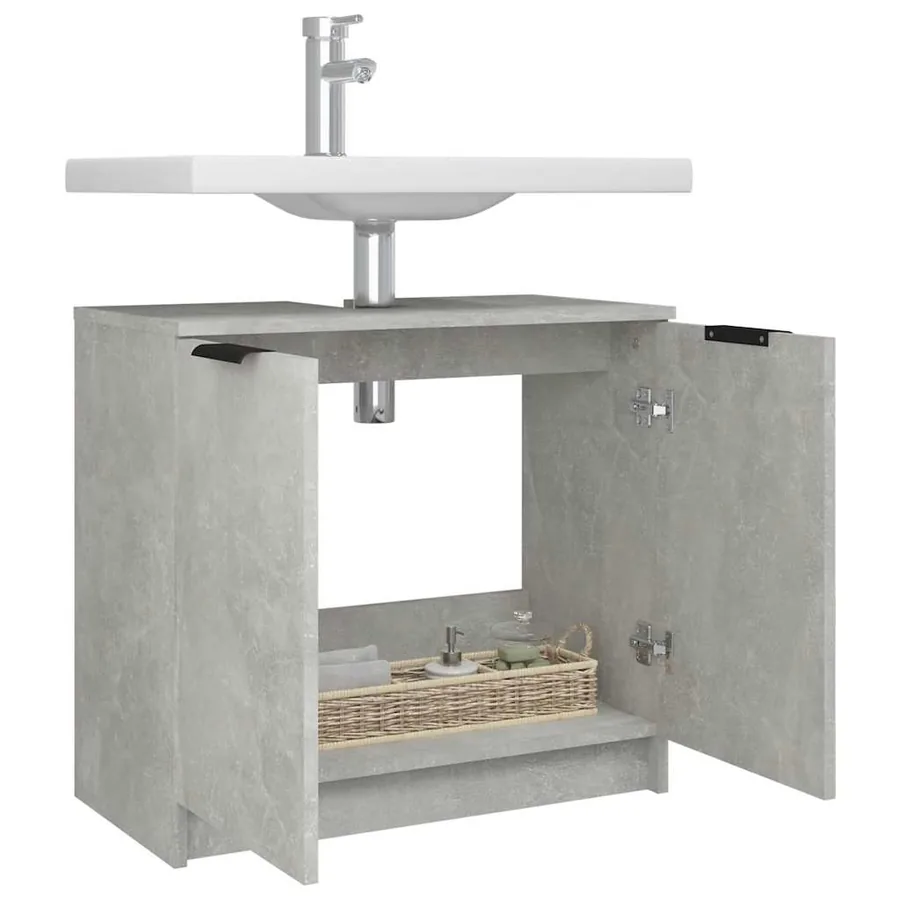 Armoire de bain Gris béton 64,5x33,5x59 cm Bois d'ingénierie - 6