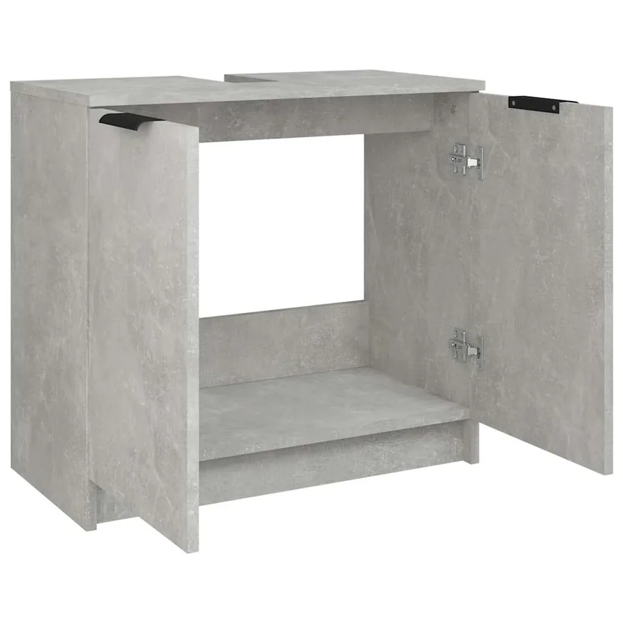 Armoire de bain Gris béton 64,5x33,5x59 cm Bois d'ingénierie - 9