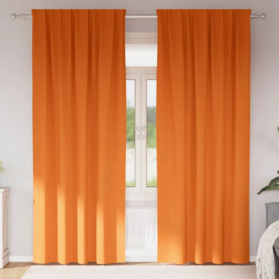Rideaux occultants avec anneaux 2 pcs Orange vif 225 x 140 cm
