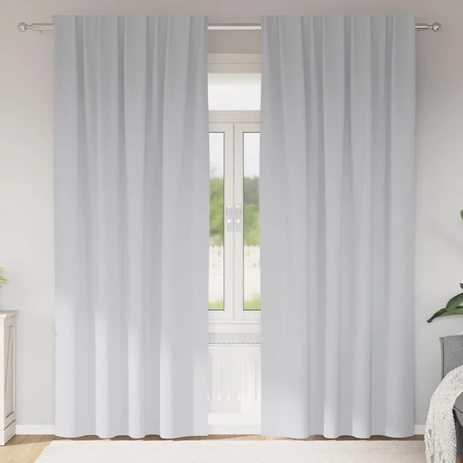 Rideaux occultants avec anneaux 2 pcs Gris pâle 260 x 140 cm