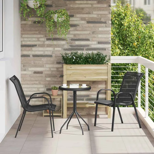 Ensemble bistro de jardin 3 pcs Noir Acier