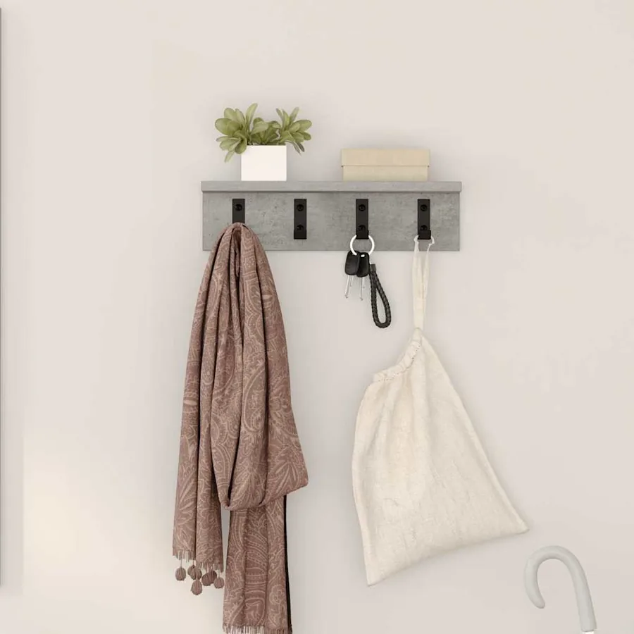 Porte-manteau mural Gris béton 40 x 10,5 x 10,5 cm