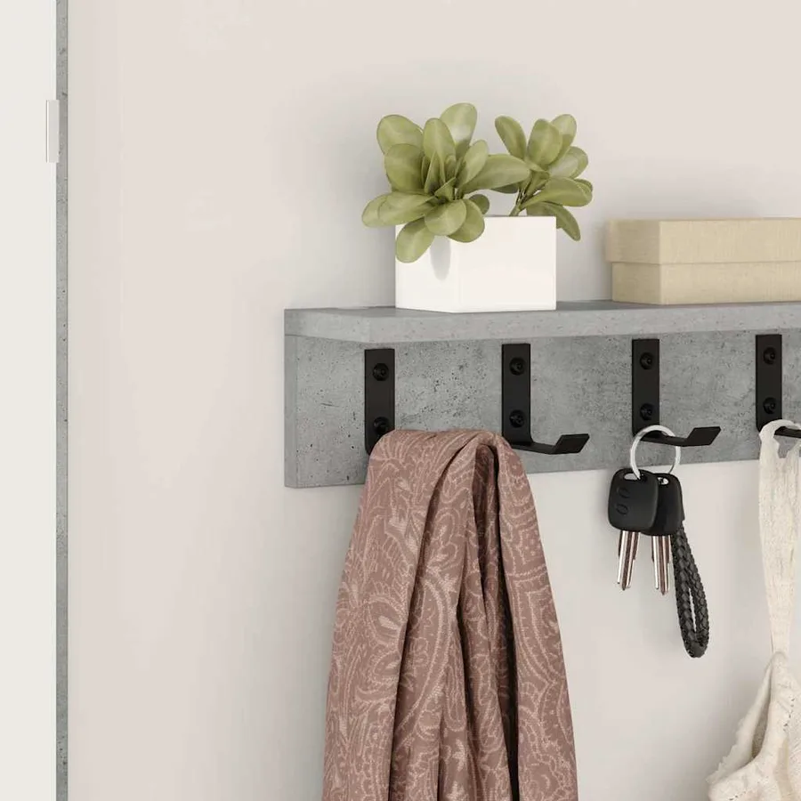 Porte-manteau mural Gris béton 40 x 10,5 x 10,5 cm - 4