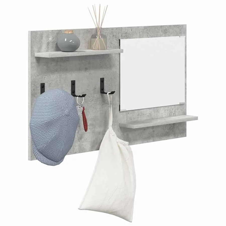 Porte-manteau mural avec étagère Gris béton 90 x 10 x 50 cm - 3