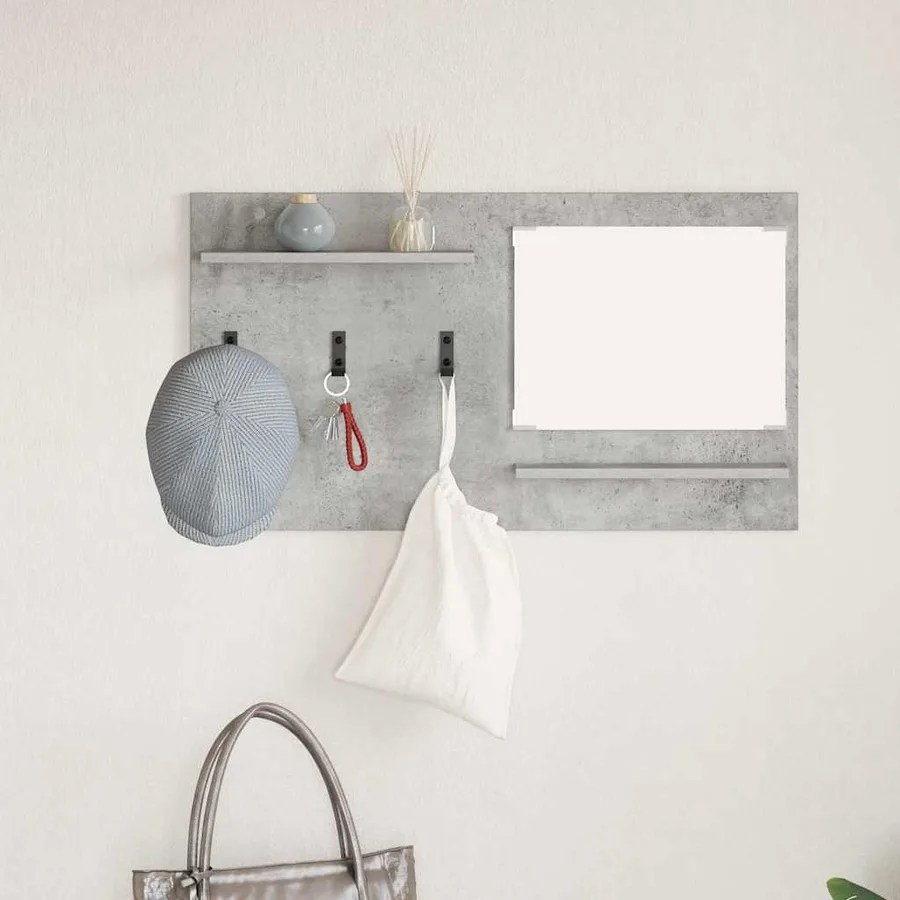 Porte-manteau mural avec étagère Gris béton 90 x 10 x 50 cm - 4