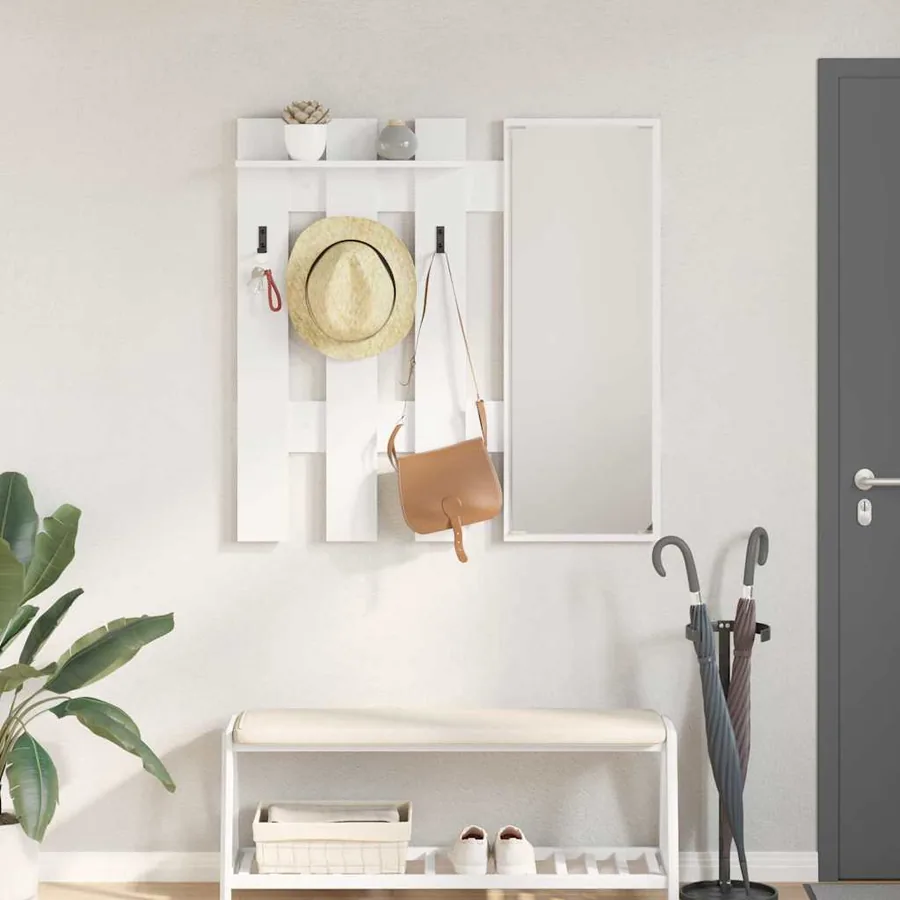 Porte-manteau mural Blanc 100 x 10 x 100 cm Bois d'ingénierie
