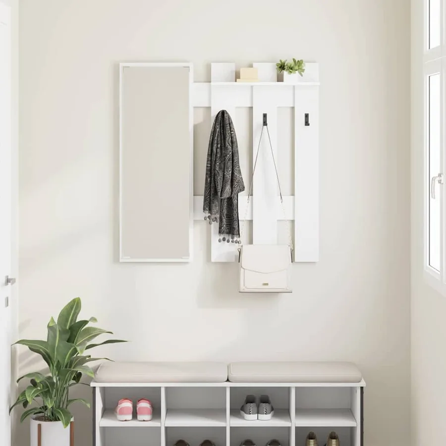 Porte-manteau mural Blanc 100 x 10 x 100 cm Bois d'ingénierie - 4