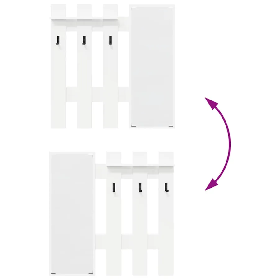 Porte-manteau mural Blanc 100 x 10 x 100 cm Bois d'ingénierie - 8