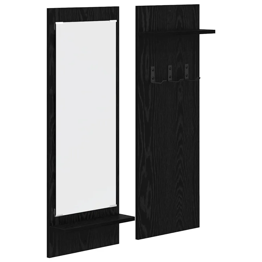 Porte-manteau mural avec étagère Chêne noir 70 x 10 x 90 cm - 2