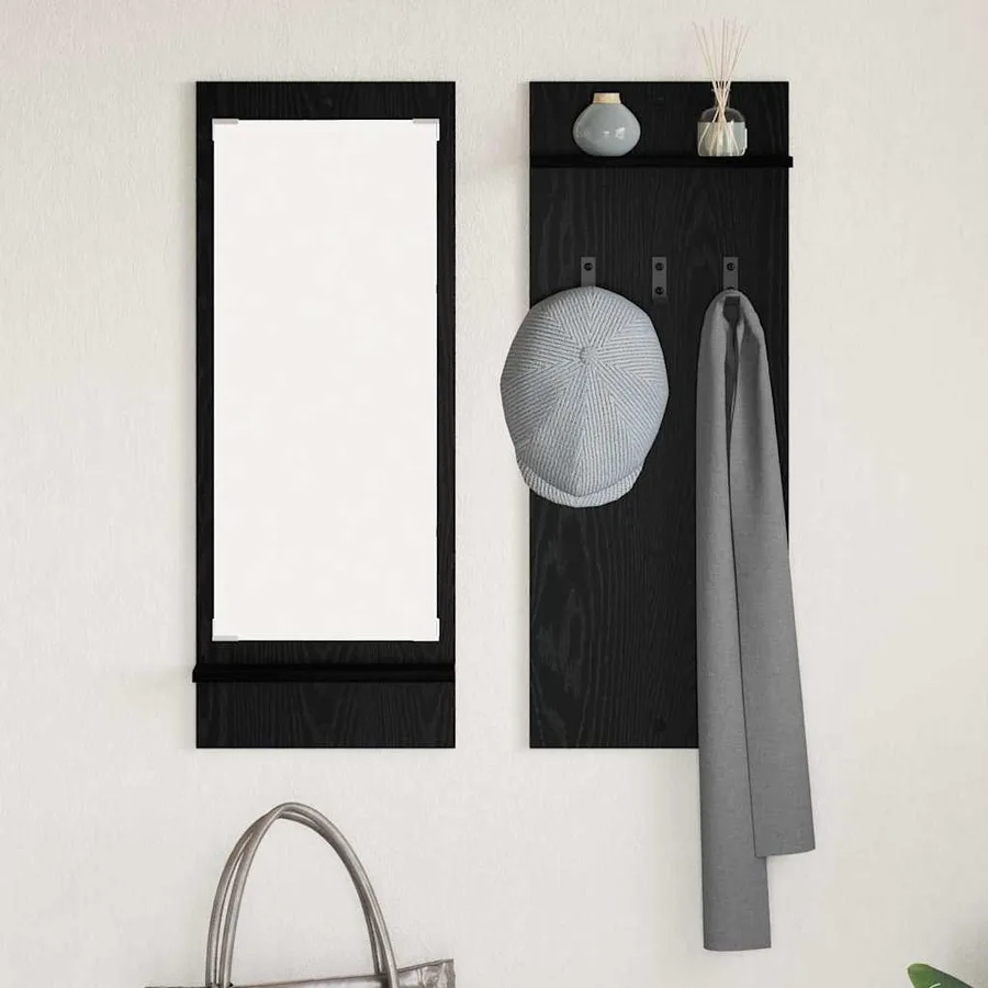 Porte-manteau mural avec étagère Chêne noir 70 x 10 x 90 cm - 4