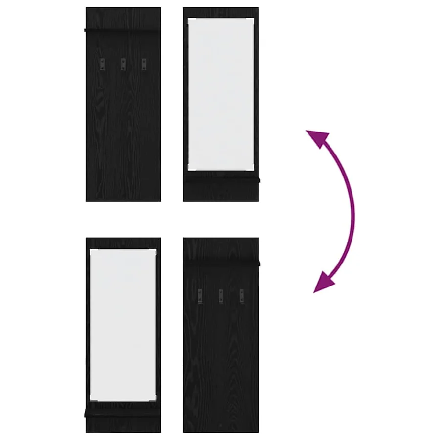Porte-manteau mural avec étagère Chêne noir 70 x 10 x 90 cm - 8