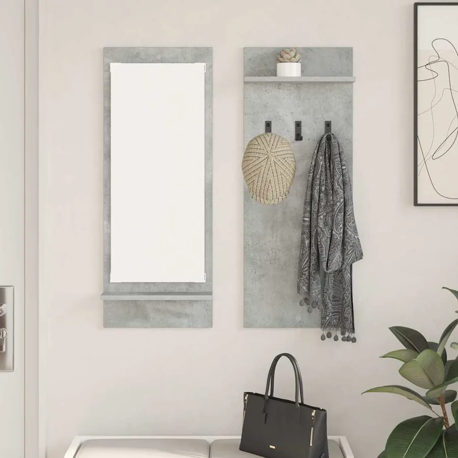 Porte-manteau mural avec étagère Gris béton 70 x 10 x 90 cm