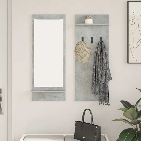 Porte-manteau mural avec étagère Gris béton 70 x 10 x 90 cm