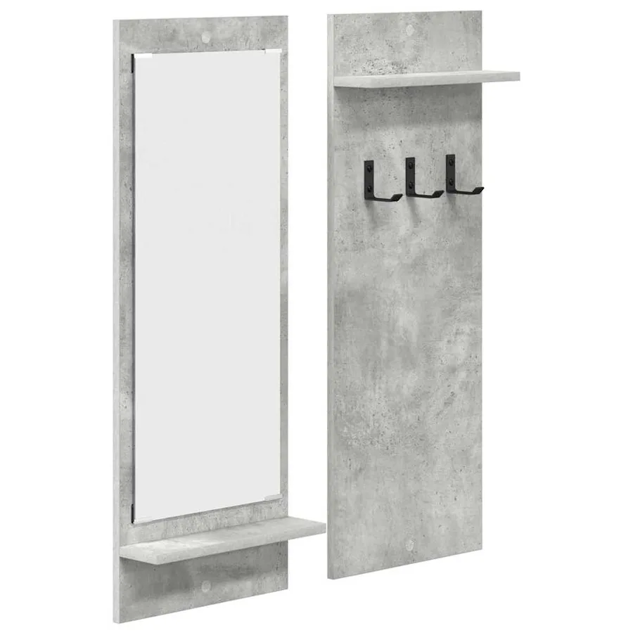 Porte-manteau mural avec étagère Gris béton 70 x 10 x 90 cm - 2