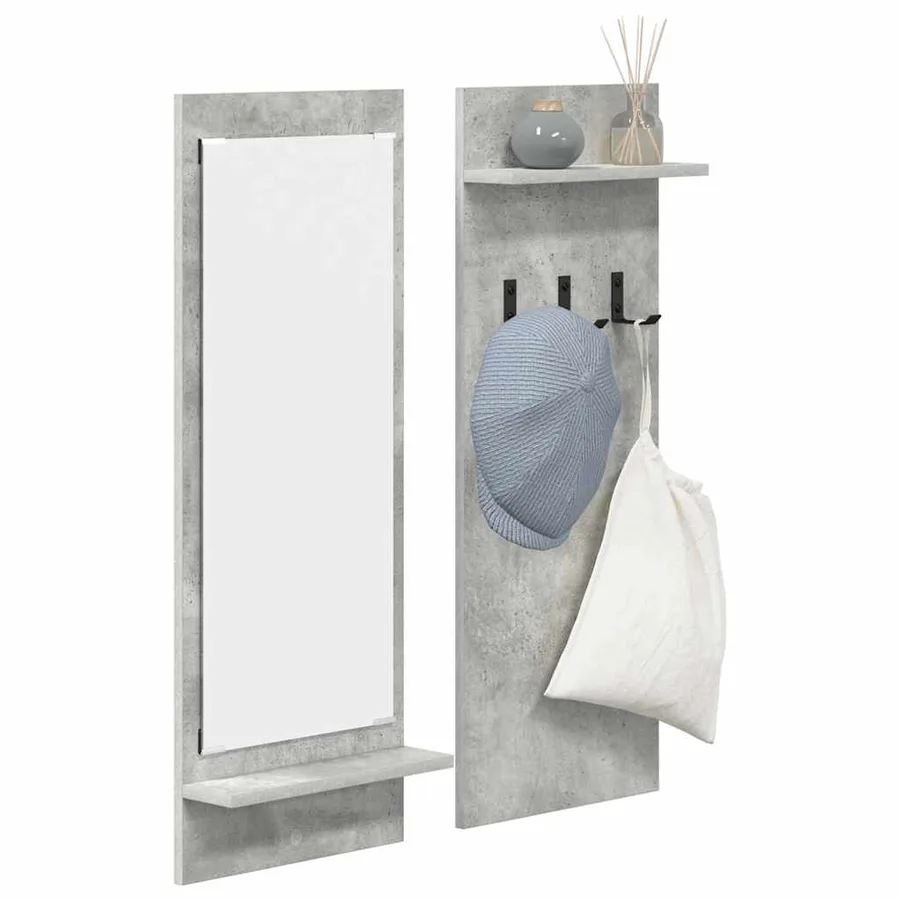Porte-manteau mural avec étagère Gris béton 70 x 10 x 90 cm - 3