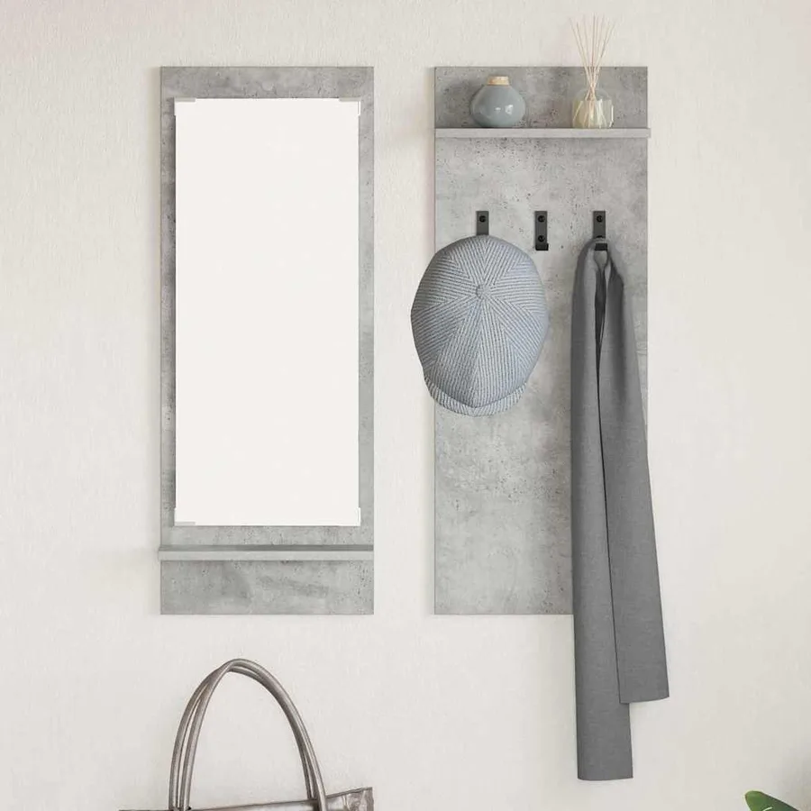 Porte-manteau mural avec étagère Gris béton 70 x 10 x 90 cm - 4