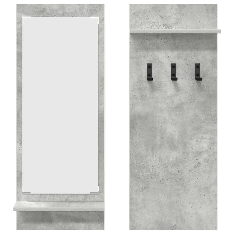 Porte-manteau mural avec étagère Gris béton 70 x 10 x 90 cm - 5