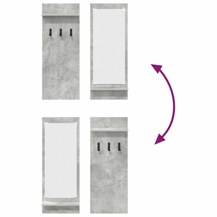 Porte-manteau mural avec étagère Gris béton 70 x 10 x 90 cm - 8
