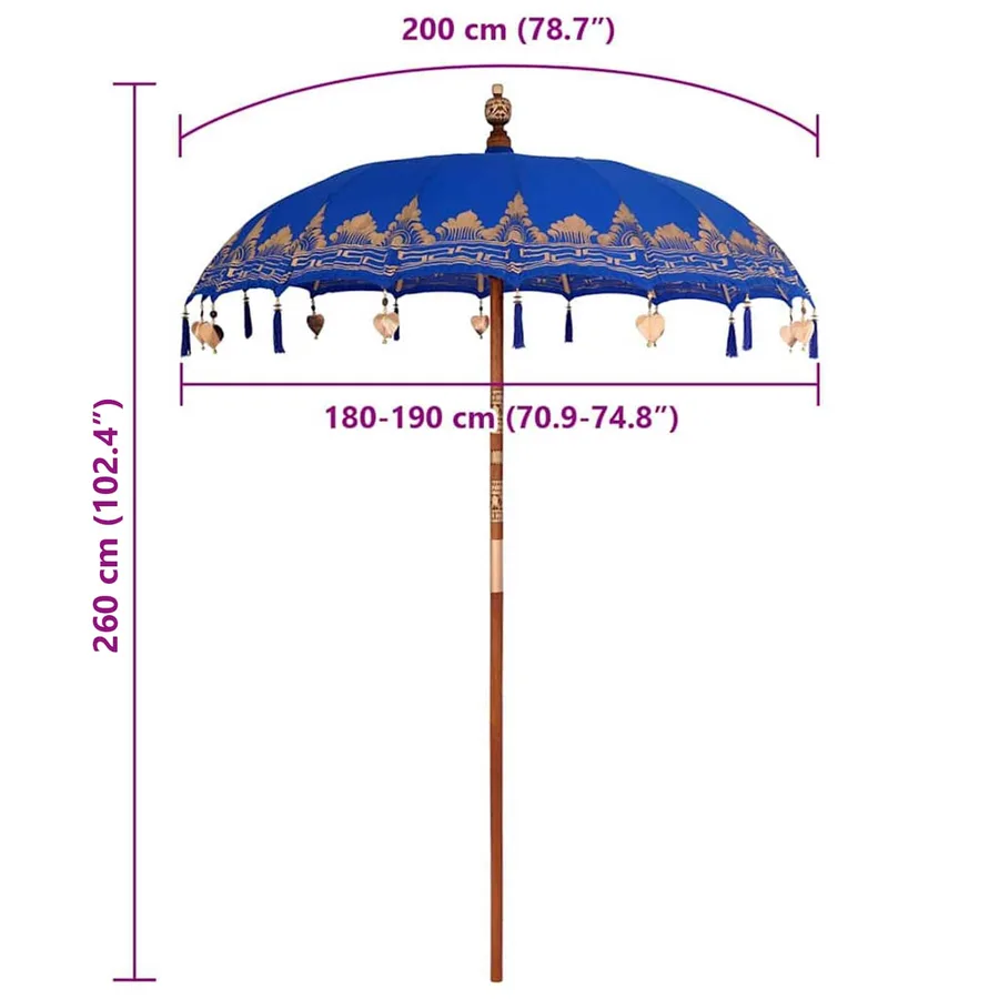 Parasol balinais Bleu 185 x 185 x 260 cm - 8