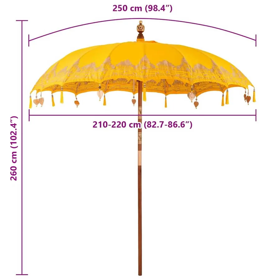 Parasol balinais Jaune 215 x 215 x 260 cm - 8