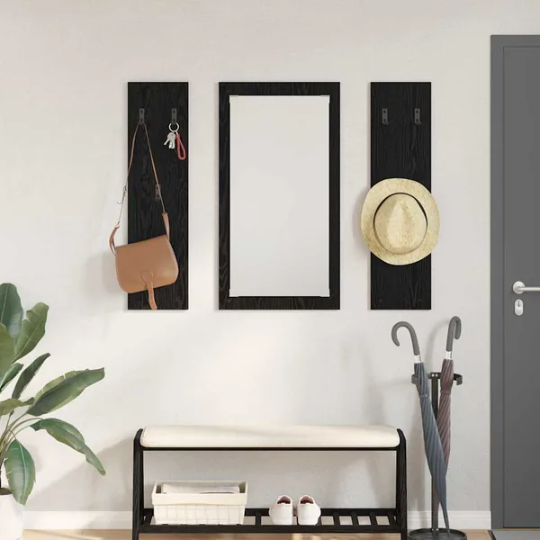 Porte-manteau mural Montage mural Chêne noir 96 x 1,5 x 90 cm