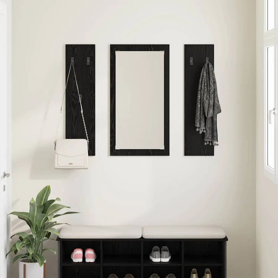 Porte-manteau mural Montage mural Chêne noir 96 x 1,5 x 90 cm - 4