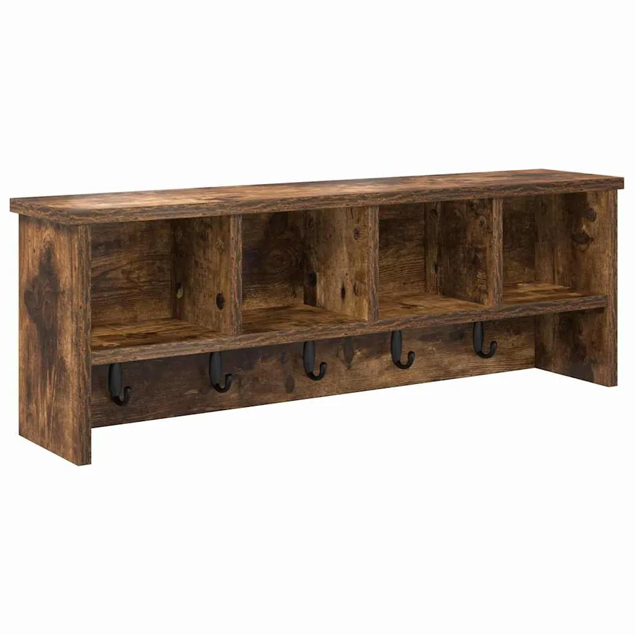 Porte-manteau mural avec étagère Chêne fumé 75 x 16 x 26 cm - 2