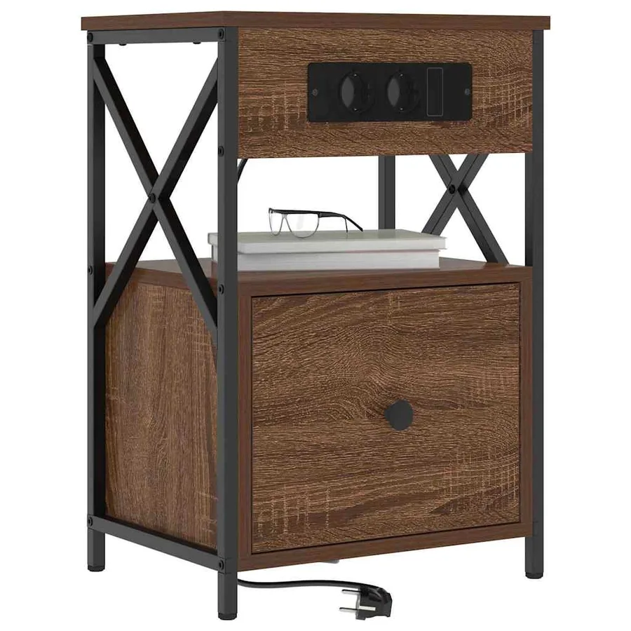 Cabinet de chevet avec tiroir 2 pcs Chêne brun 40 x 31 x 60 cm - 3