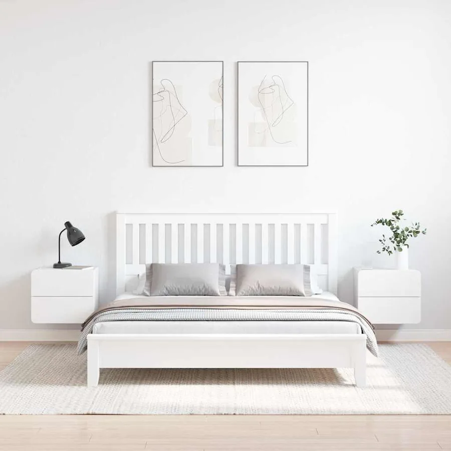 Table de chevet 2 pcs Blanc 39 x 34 x 33 cm Bois de pin massif - 4